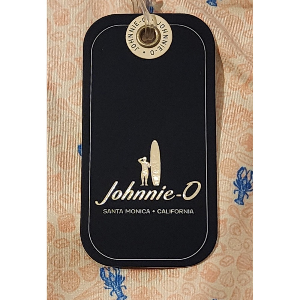 $110 NWT Johnnie O Men's Pink Low Country Crab Print Featherweight Polo Size L - Picture 5 of 5
